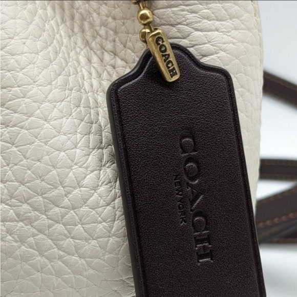 COACH Riya colorblock pebbled leather mini backpack Leather Chalk - Picture 6 of 7